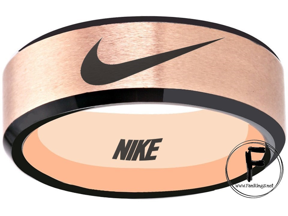 Nike Ring matte Blue & Gold Band Wedding Band #nike #nikeair #justdoit