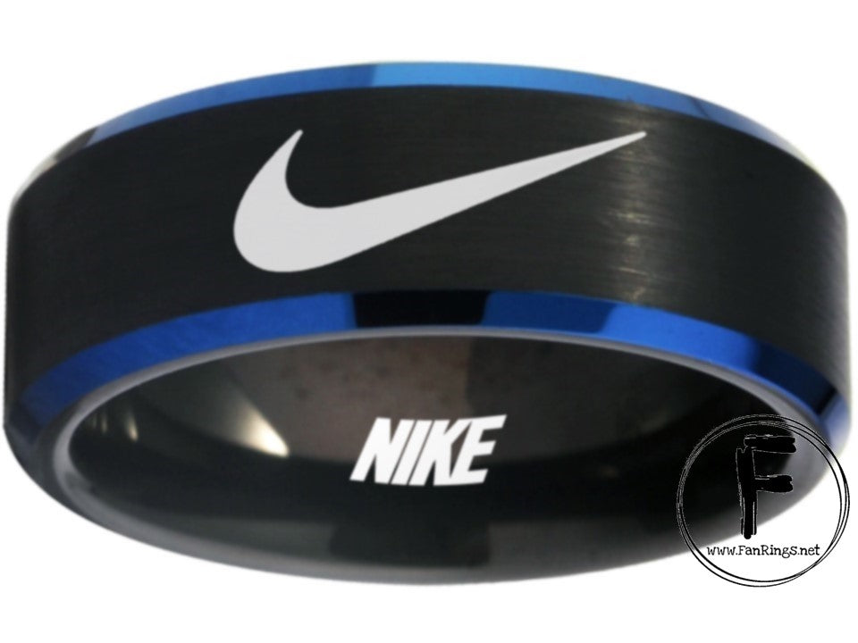 Nike Ring Matte Black and Red Band Wedding Ring #nike #nikeair #justdoit