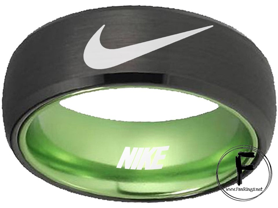 Nike Ring Matte Black and Red Band Wedding Ring #nike #nikeair #justdoit