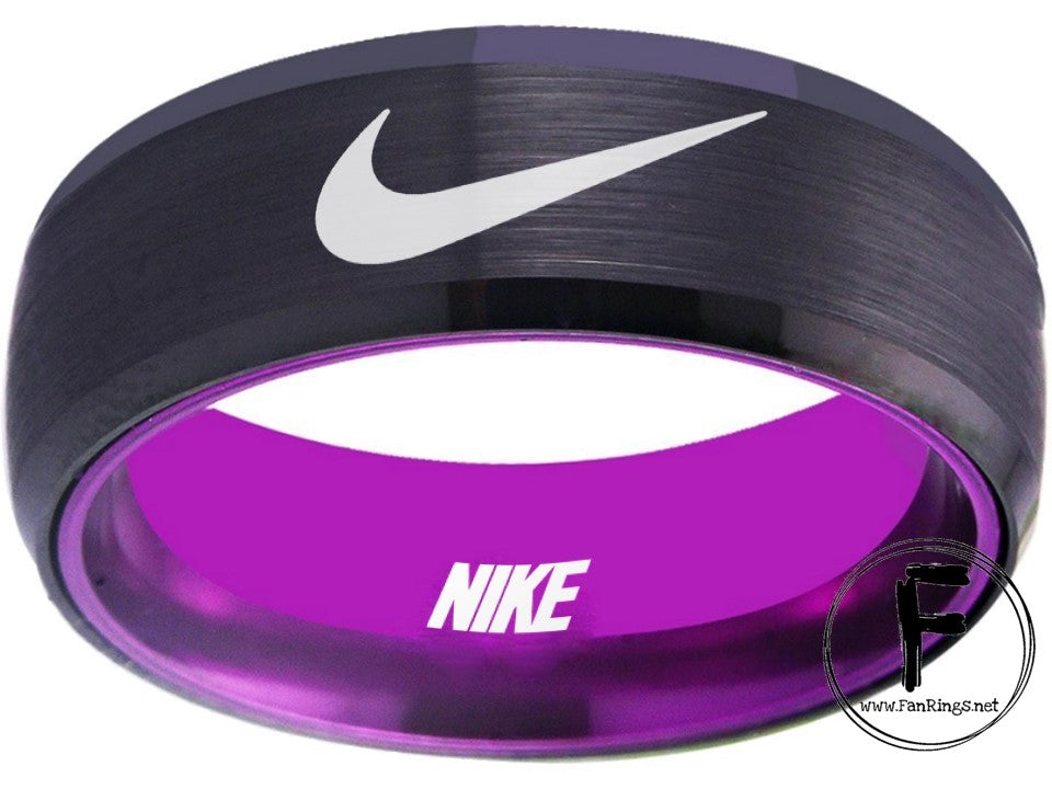 Nike Ring Matte Black and Red Band Wedding Ring #nike #nikeair #justdoit