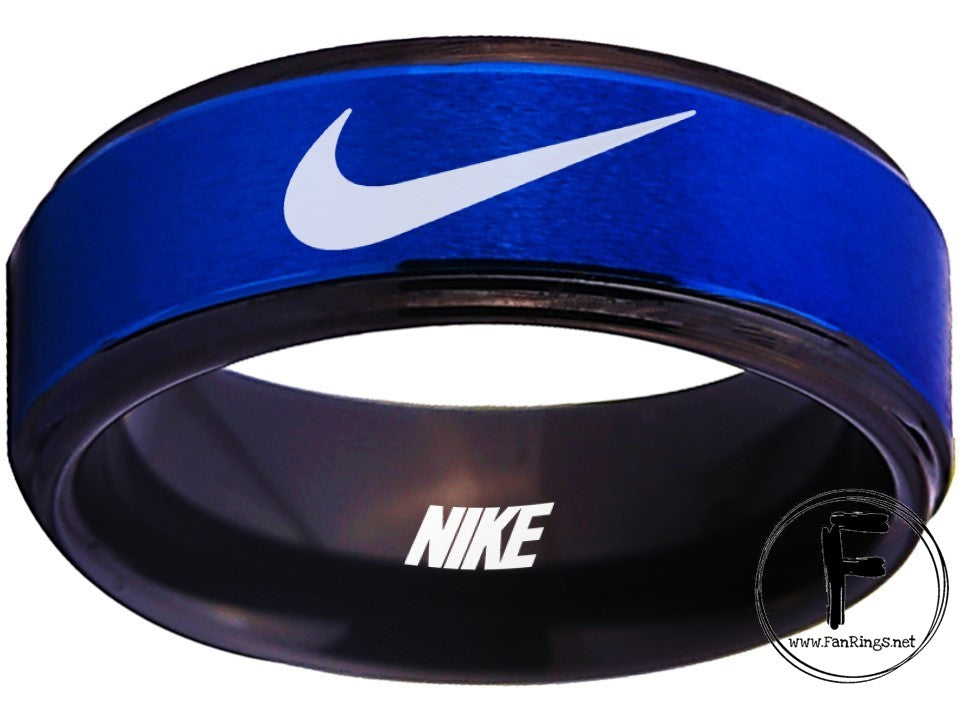 Nike Ring Matte Black and Red Band Wedding Ring #nike #nikeair #justdoit