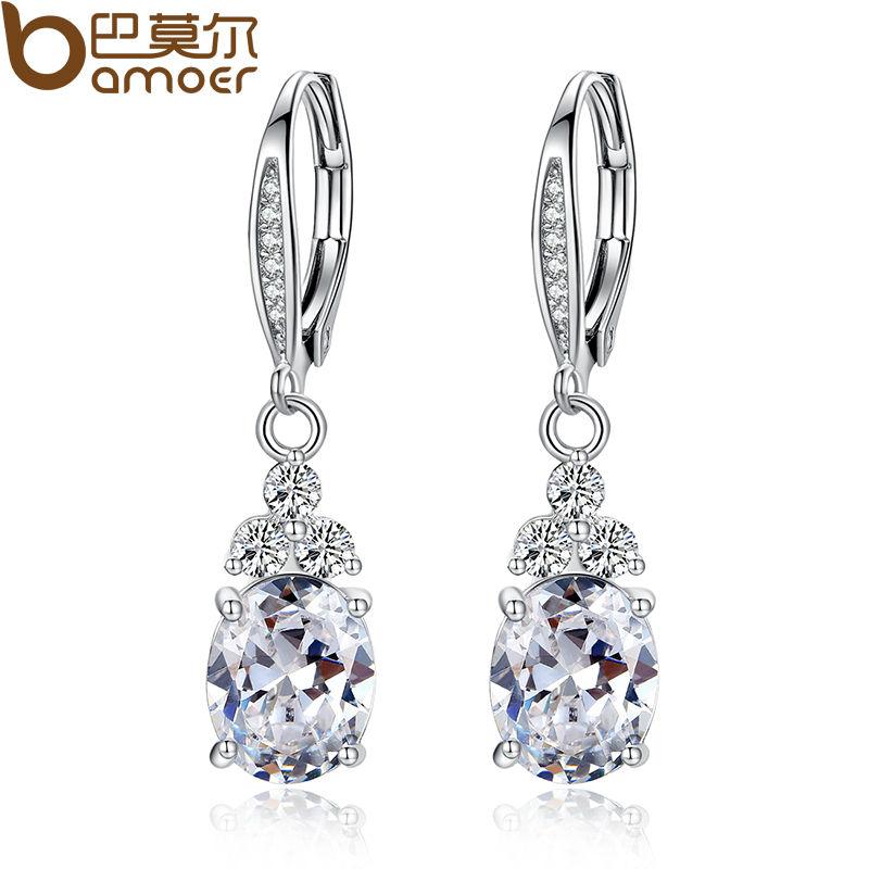 BAMOER YIE096 Zircon Crystals Drop Earring