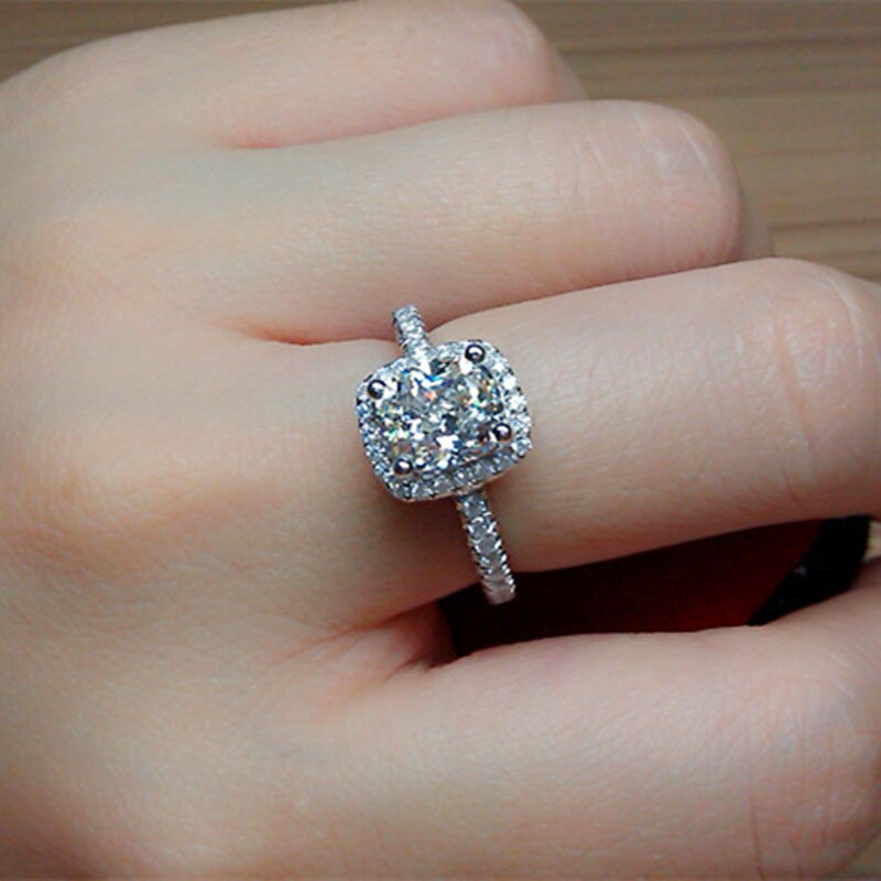 4 Karat CZ Crystal Silver Ring