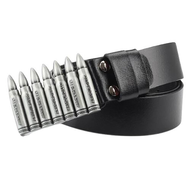 Punk Style Bullet Buckle Genuine Leather Belt