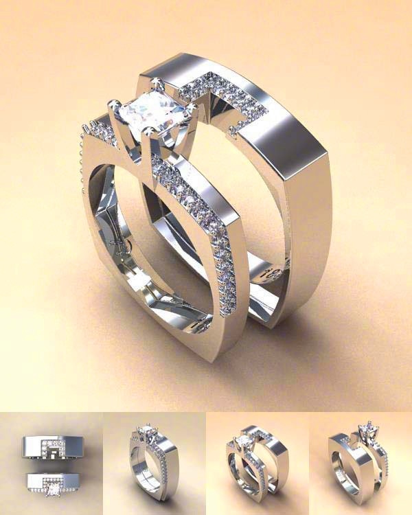 Elegant Double Ring with Zircon Crystals