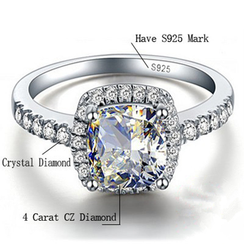 4 Karat CZ Crystal Silver Ring