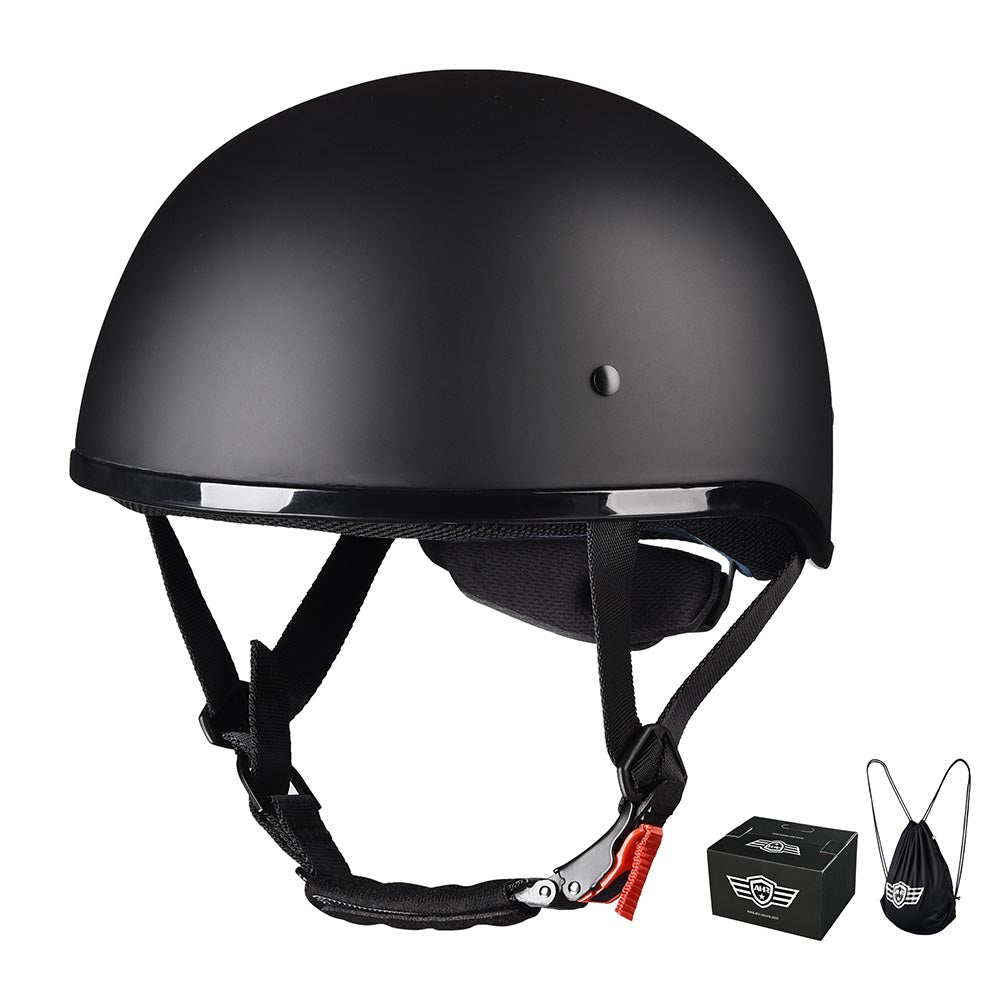  1/2 Open Face Motorcycle Helmet DOT Matt Black 