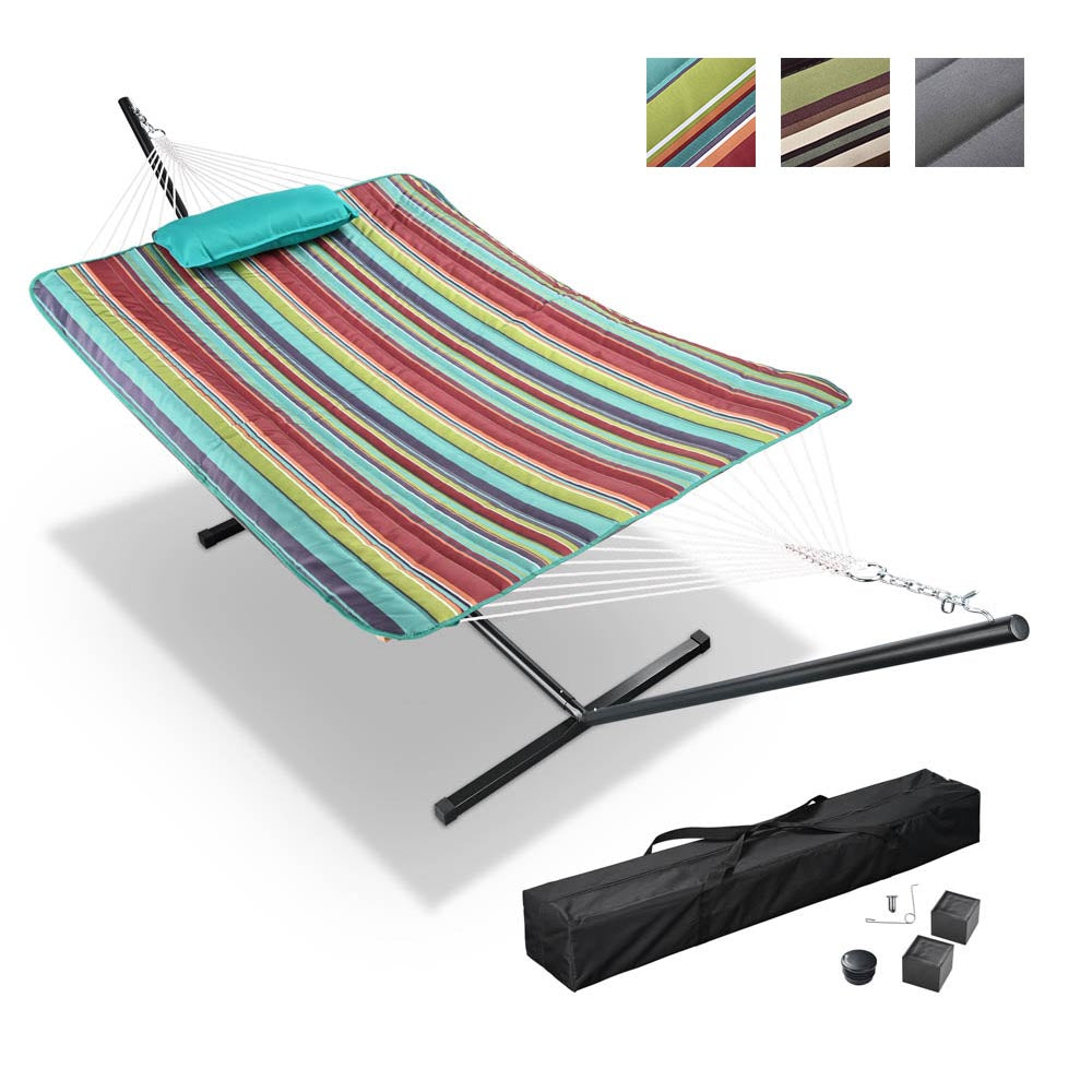  DIY Quited Hammock with Stand Net for 2-Person Backyard Indoor 