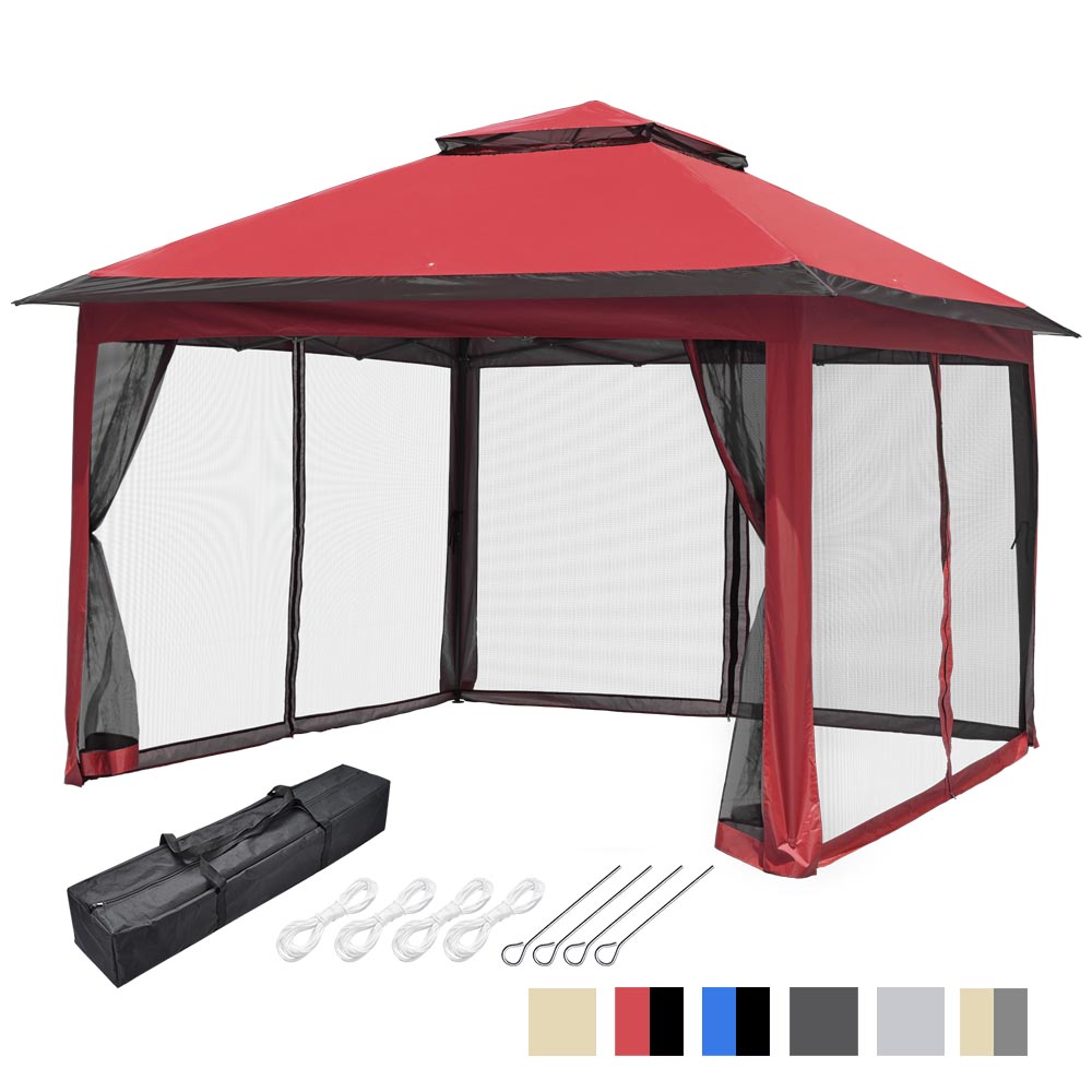  DIY 11'X11' Pop Up Gazebo with Mesh Sides and Carrying Bag 