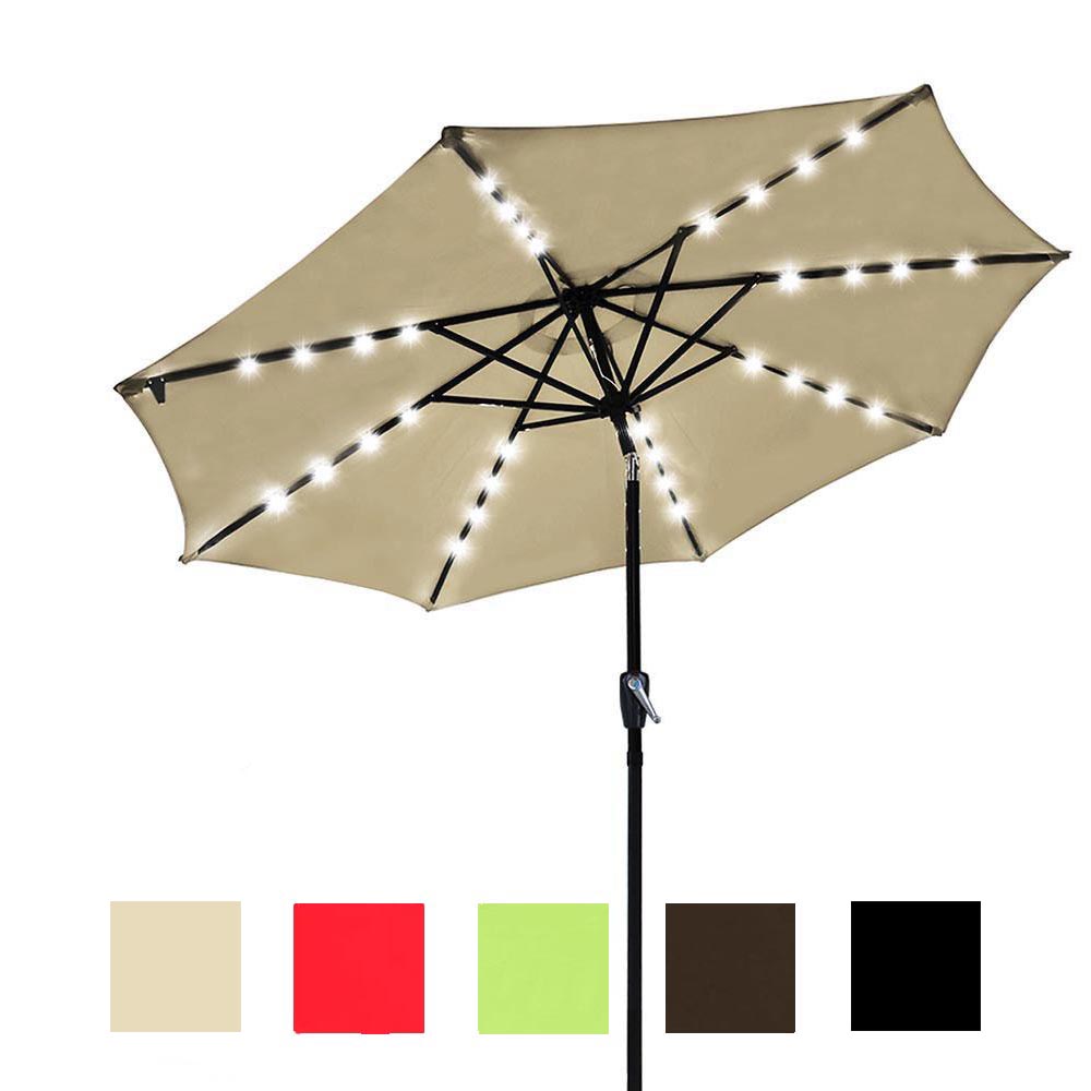  DIY 9 Foot Patio LED Solar Light Umbrella Color Options 