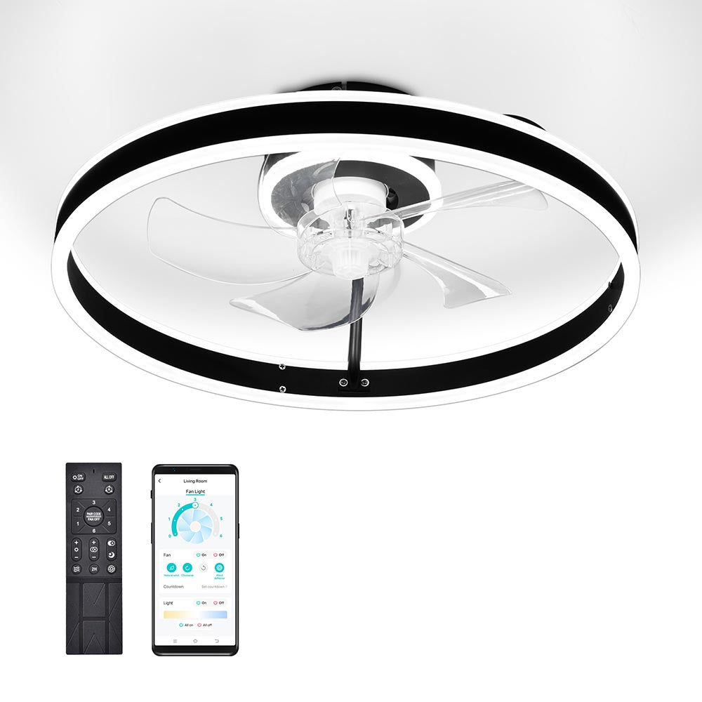  DIY Bedroom Ceiling Fan with Light Remote & App Control, 19" 