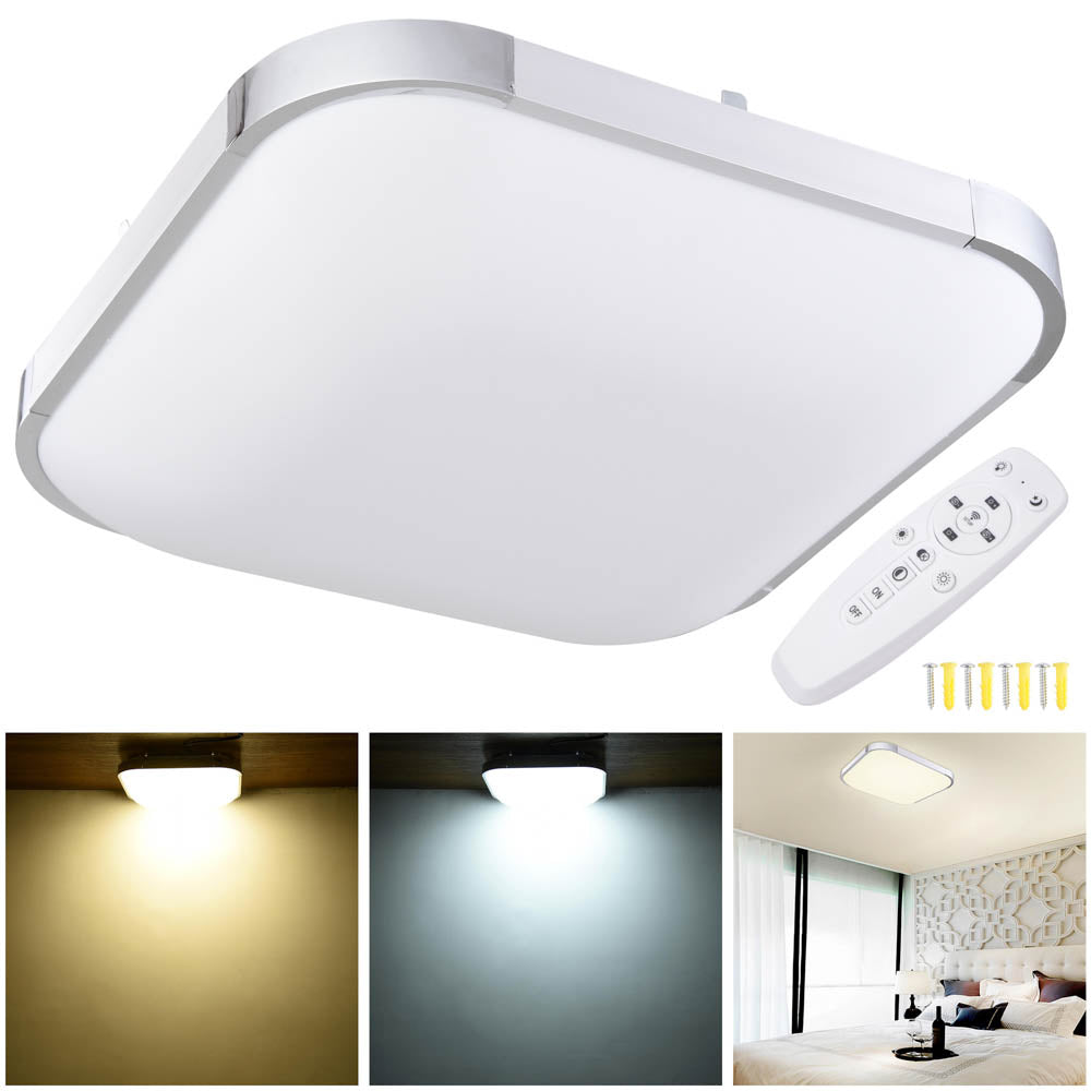  DIY Kitchen Ceiling Light Dimmable Square Flush Mount Remote 36W 15in 