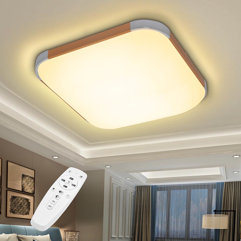  DIY Square LED Ceiling Light Flush Mount Dimmable w/ Remote 24W 