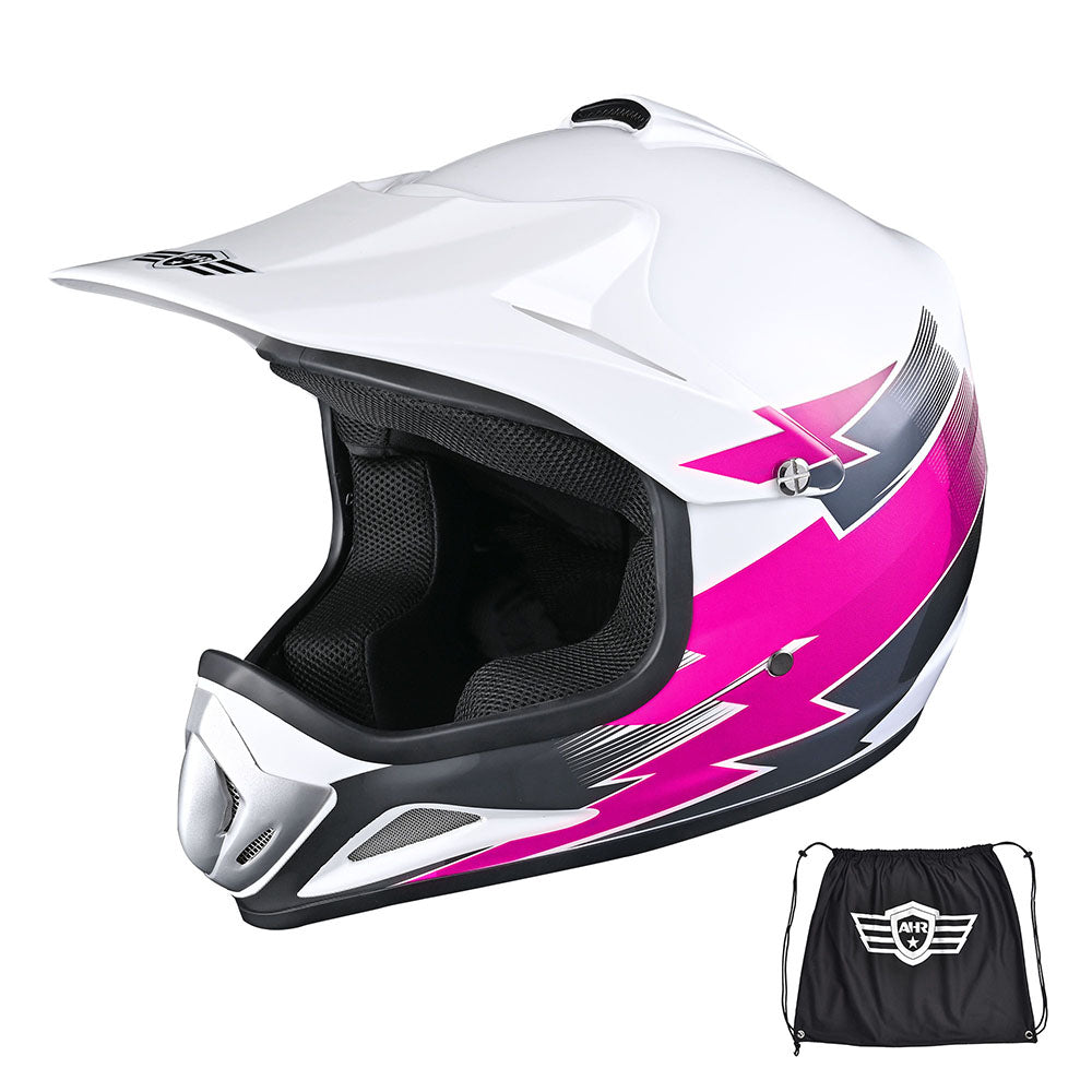  DIY AHR Youth Dirt Bike Helmet H-VEN12 DOT Pink 