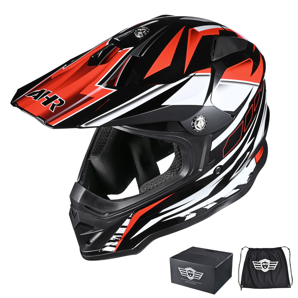  DIY Womens Motocross Helmet Full Face DOT Black Red 