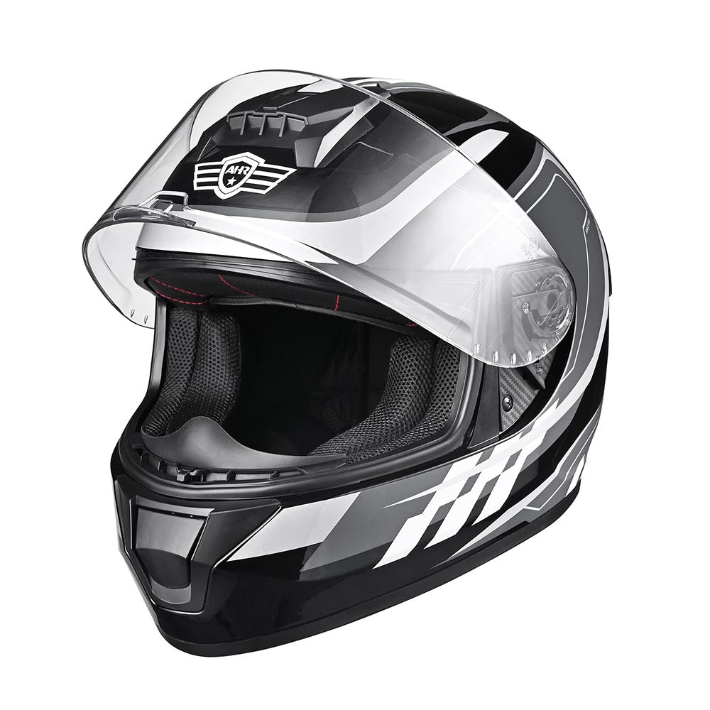  AHR RUN-F3 Full Face DOT Motor Helmet Black Gray 