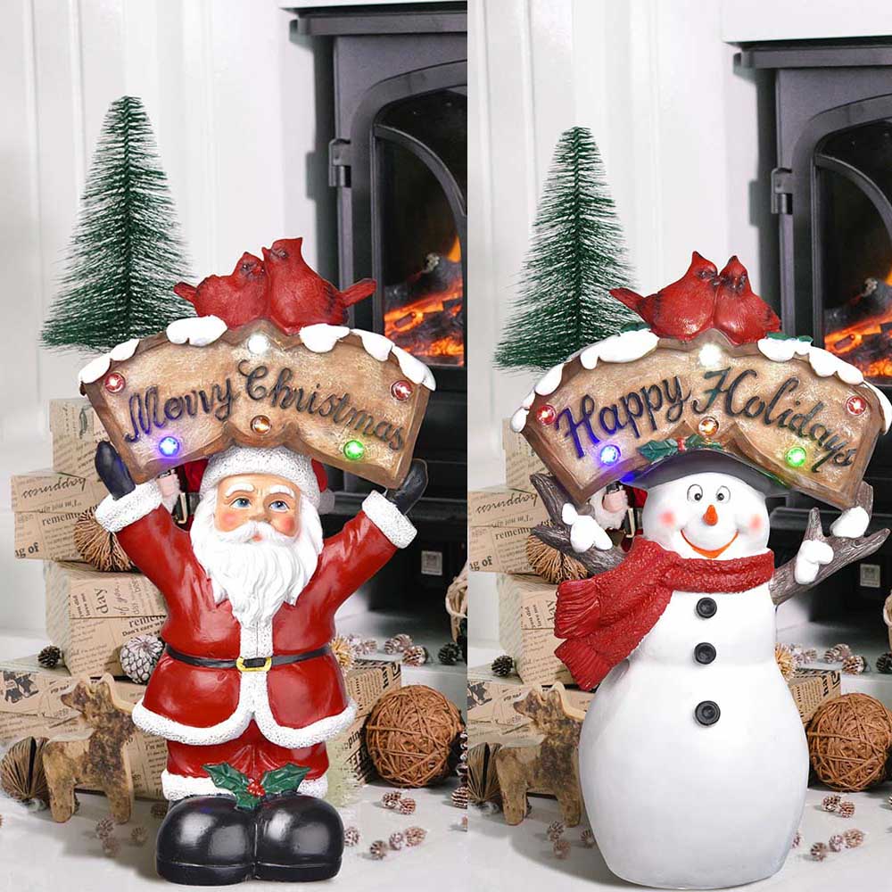  DIY Santa Snowman Figurine with Light Christmas Gift 12" 