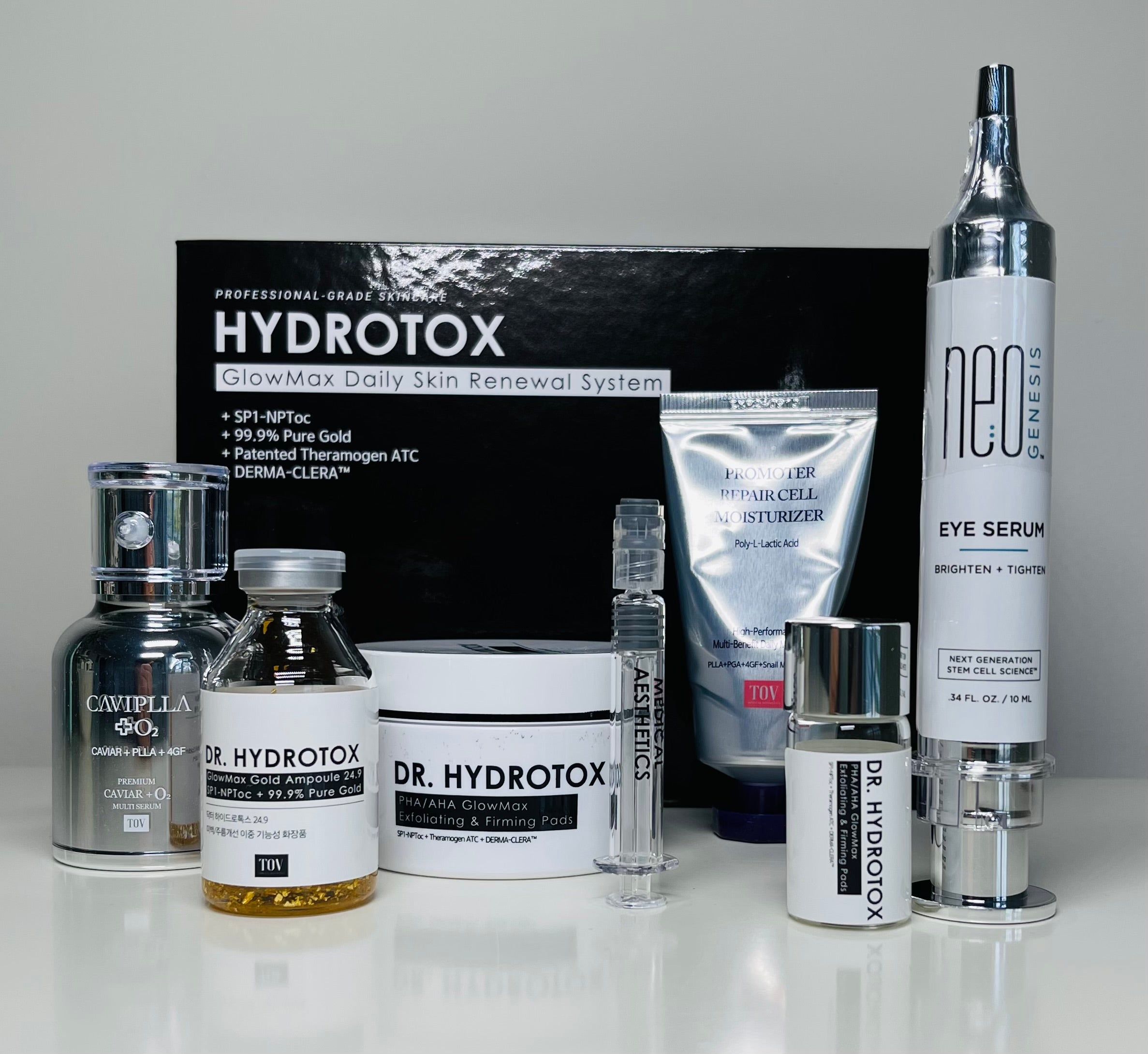 Hydrotox Glowmax Daily Skin Renewal System with Caviplla O2, Promoter Repair Cell and Free NeoGenesis Eye Serum