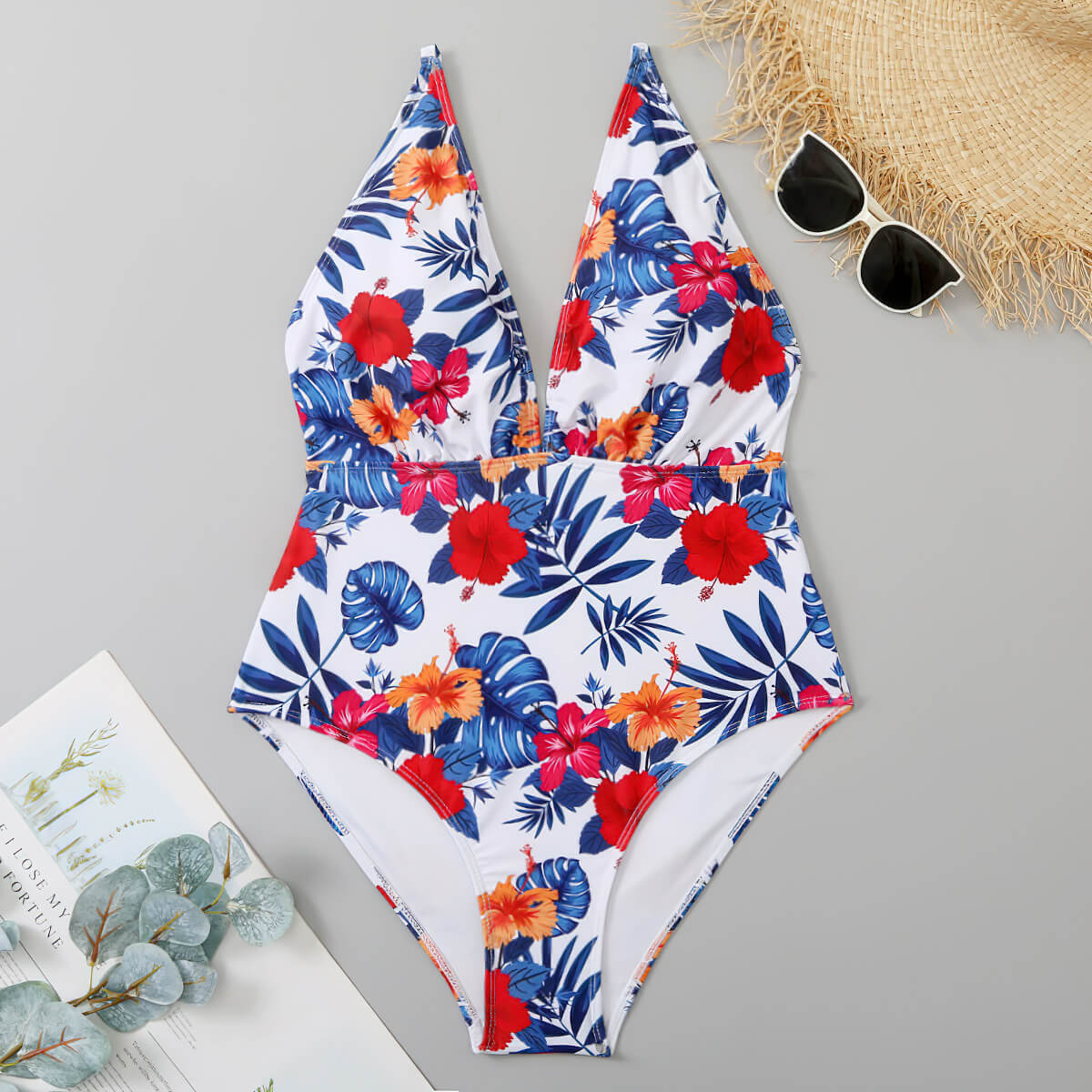 Plus Size Cheeky Swimsuit Flower Print