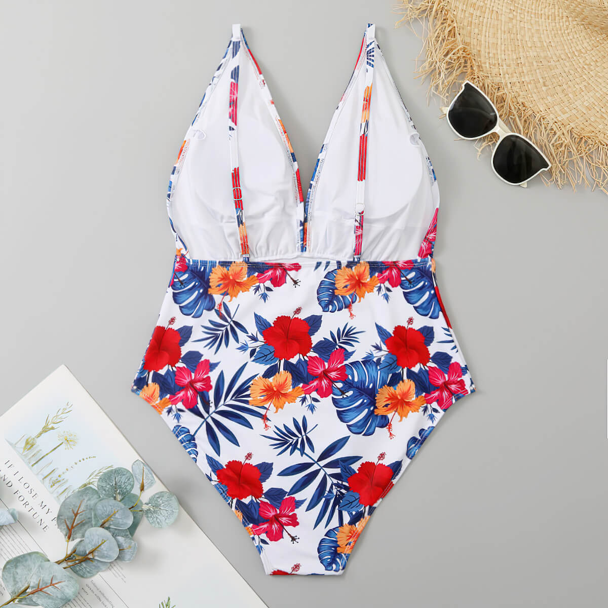 Plus Size Cheeky Swimsuit Flower Print