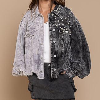 POL Jacket with Pearls & Rhinestones