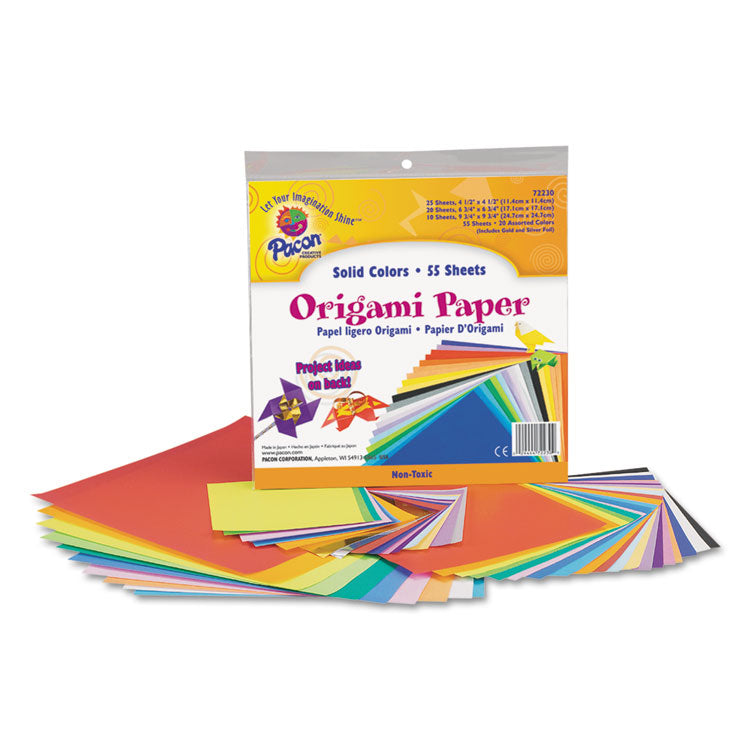 Pacon? Origami Paper, 30 lb Bond Weight, 9.75 x 9.75, Assorted Bright Colors, 55/Pack (PAC72230)