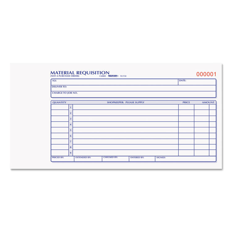 Rediform? Material Requisition Book, Two-Part Carbonless, 7.88 x 4.25, 50 Forms Total (RED1L114)