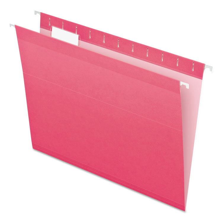 Pendaflex? Colored Reinforced Hanging Folders, Letter Size, 1/5-Cut Tabs, Pink, 25/Box (PFX415215PIN)