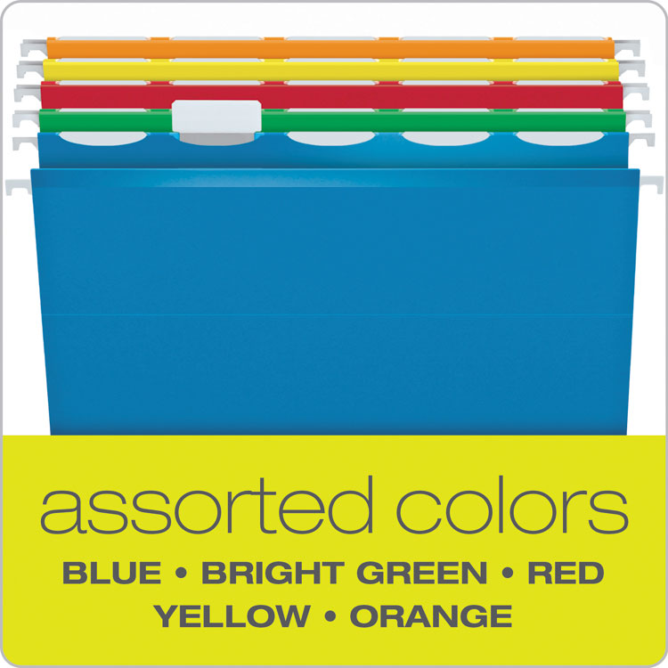 Pendaflex? Ready-Tab Colored Reinforced Hanging Folders, Letter Size, 1/3-Cut Tabs, Assorted Colors, 25/Box (PFX42621)