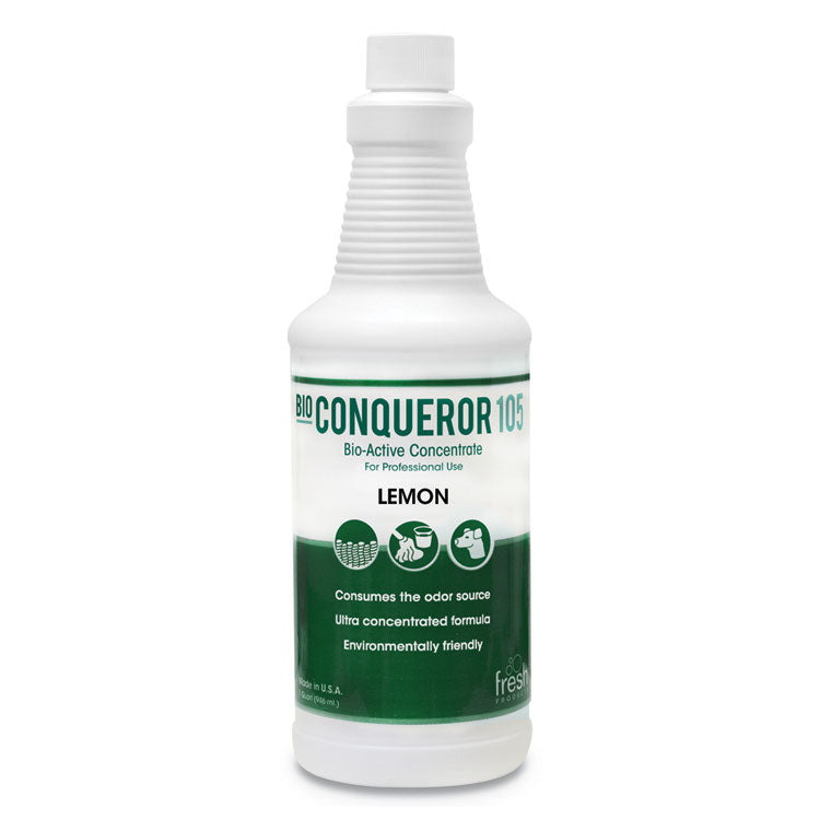 Fresh Products Bio Conqueror 105 Enzymatic Odor Counteractant Concentrate, Citrus, 32 oz Bottle, 12/Carton (FRS1232BWBCT)