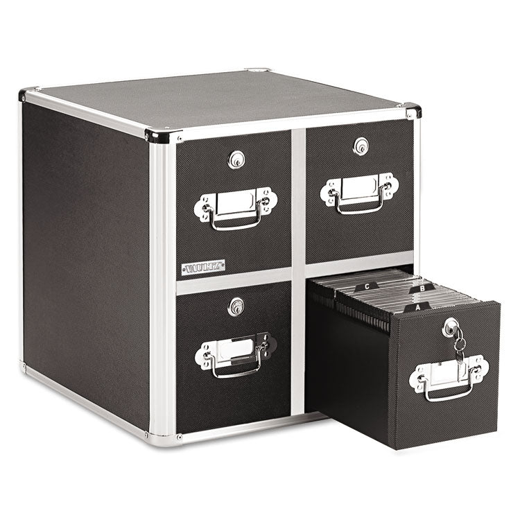 Vaultz? Four-Drawer CD File Cabinet, Holds 660 Folders or 240 Slim/120 Standard Cases, Black (IDEVZ01049)