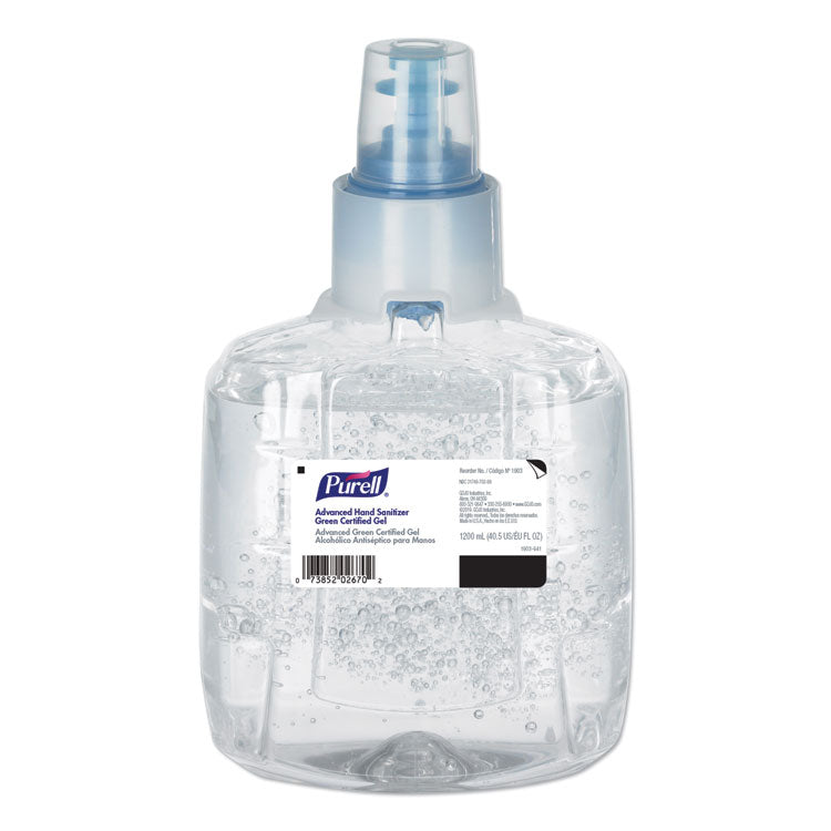 PURELL? Advanced Hand Sanitizer Green Certified Gel Refill, For LTX-12 Dispensers, 1,200 mL, Fragrance-Free (GOJ190302EA)