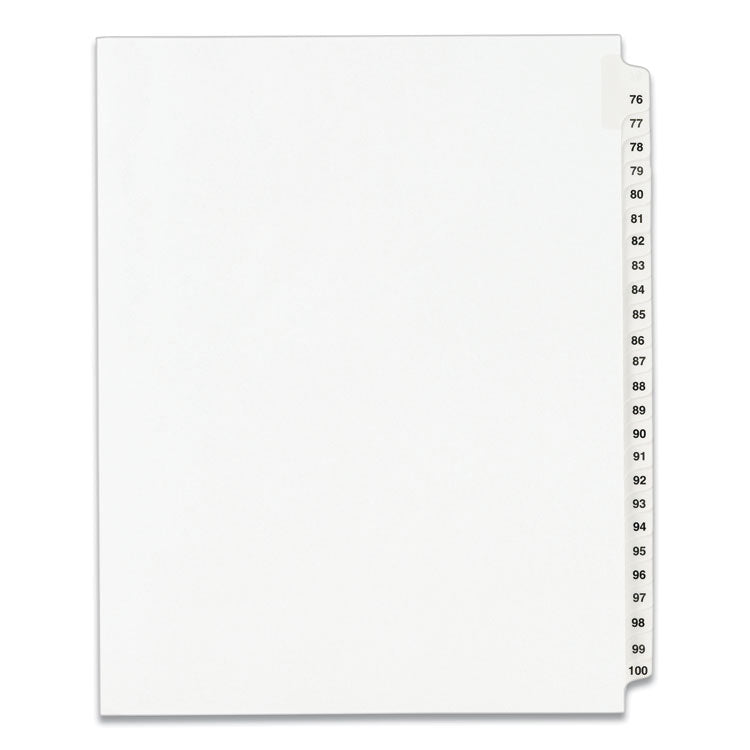 Avery? Preprinted Legal Exhibit Side Tab Index Dividers, Avery Style, 25-Tab, 76 to 100, 11 x 8.5, White, 1 Set, (1333) (AVE01333)