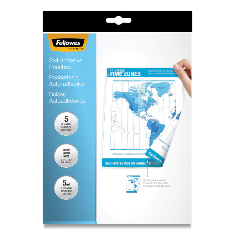 Fellowes? Self-Adhesive Laminating Pouches, 5 mil, 9