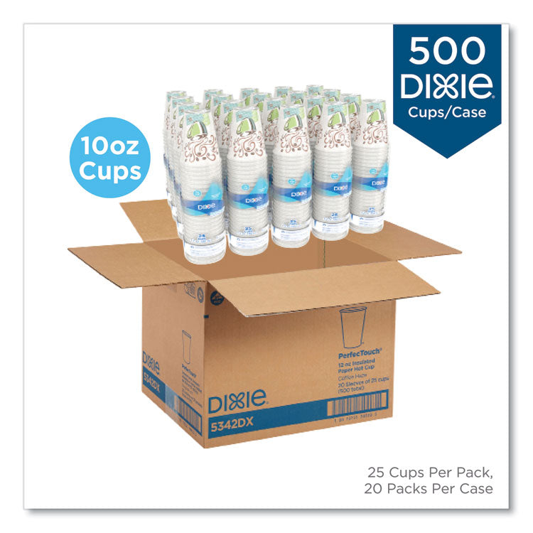Dixie? PerfecTouch Paper Hot Cups, 10 oz, Coffee Haze Design, 25 Sleeve, 20 Sleeves/Carton (DXE5310DX)