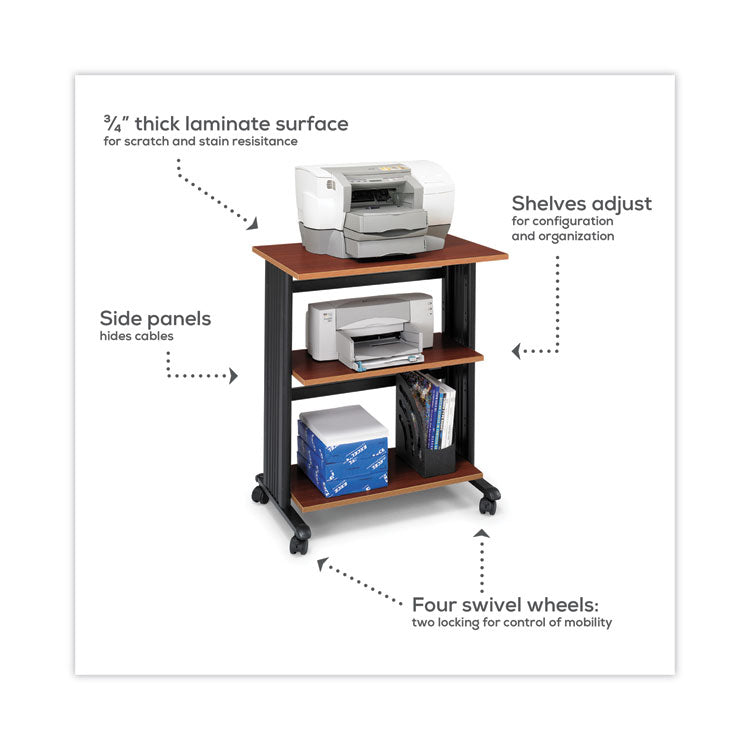 Safco? Muv Three Level Machine Cart/Printer Stand, Engineered Wood, 3 Shelves, 29.5