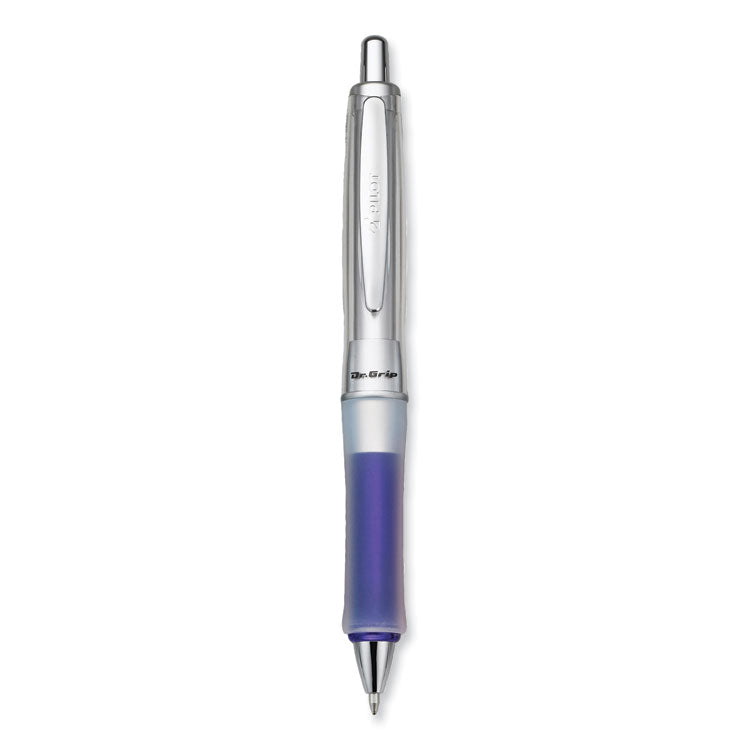 Pilot? Dr. Grip Center of Gravity Ballpoint Pen, Retractable, Medium 1 mm, Black Ink, Silver/Navy Grip Barrel (PIL36181)