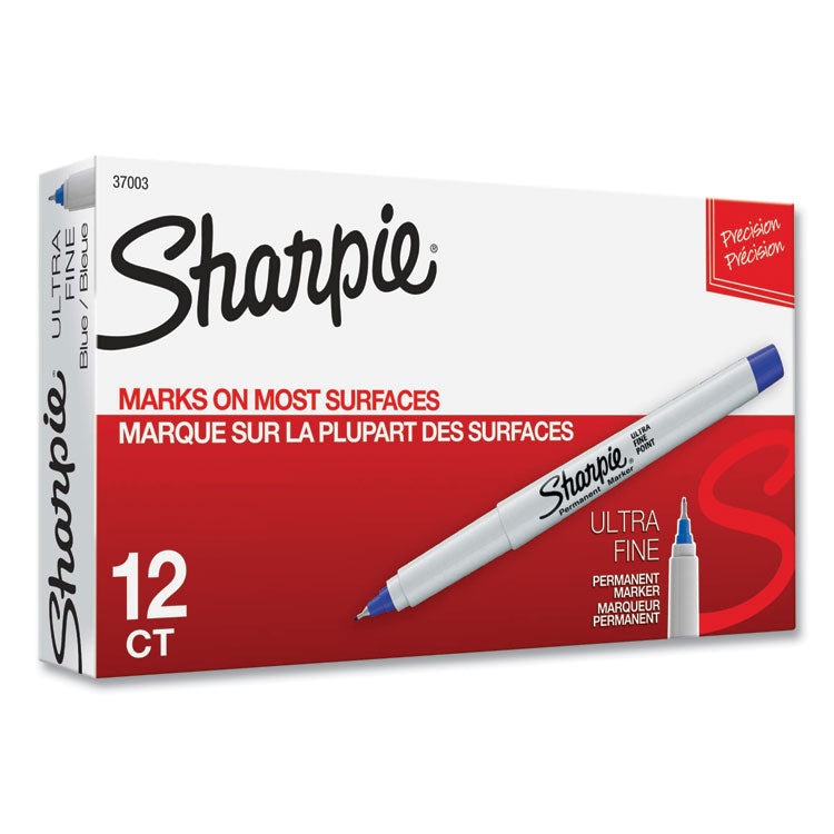 Sharpie? Ultra Fine Tip Permanent Marker, Ultra-Fine Needle Tip, Blue, Dozen (SAN37003)