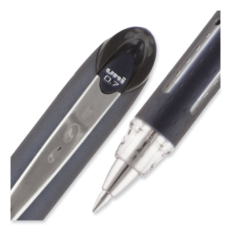 uniball? Jetstream Hybrid Gel Pen, Stick, Fine 0.7 mm, Black Ink, Black/Silver Barrel (UBC40173)