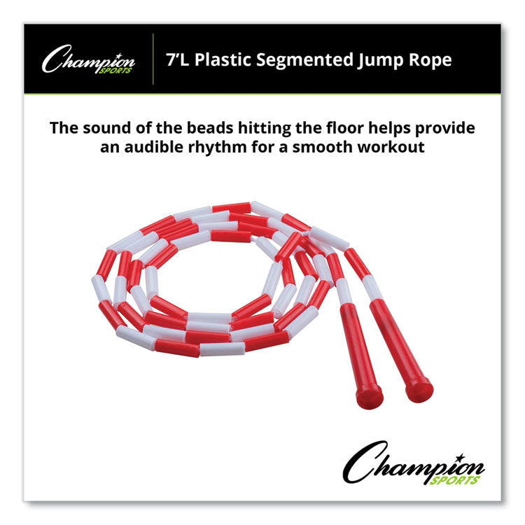 Champion Sports Segmented Plastic Jump Rope, 7 ft, Red/White (CSIPR7)