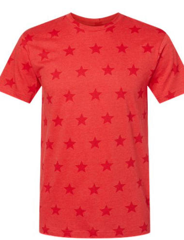 Code Five - Star Print Tee - 3929 - Red