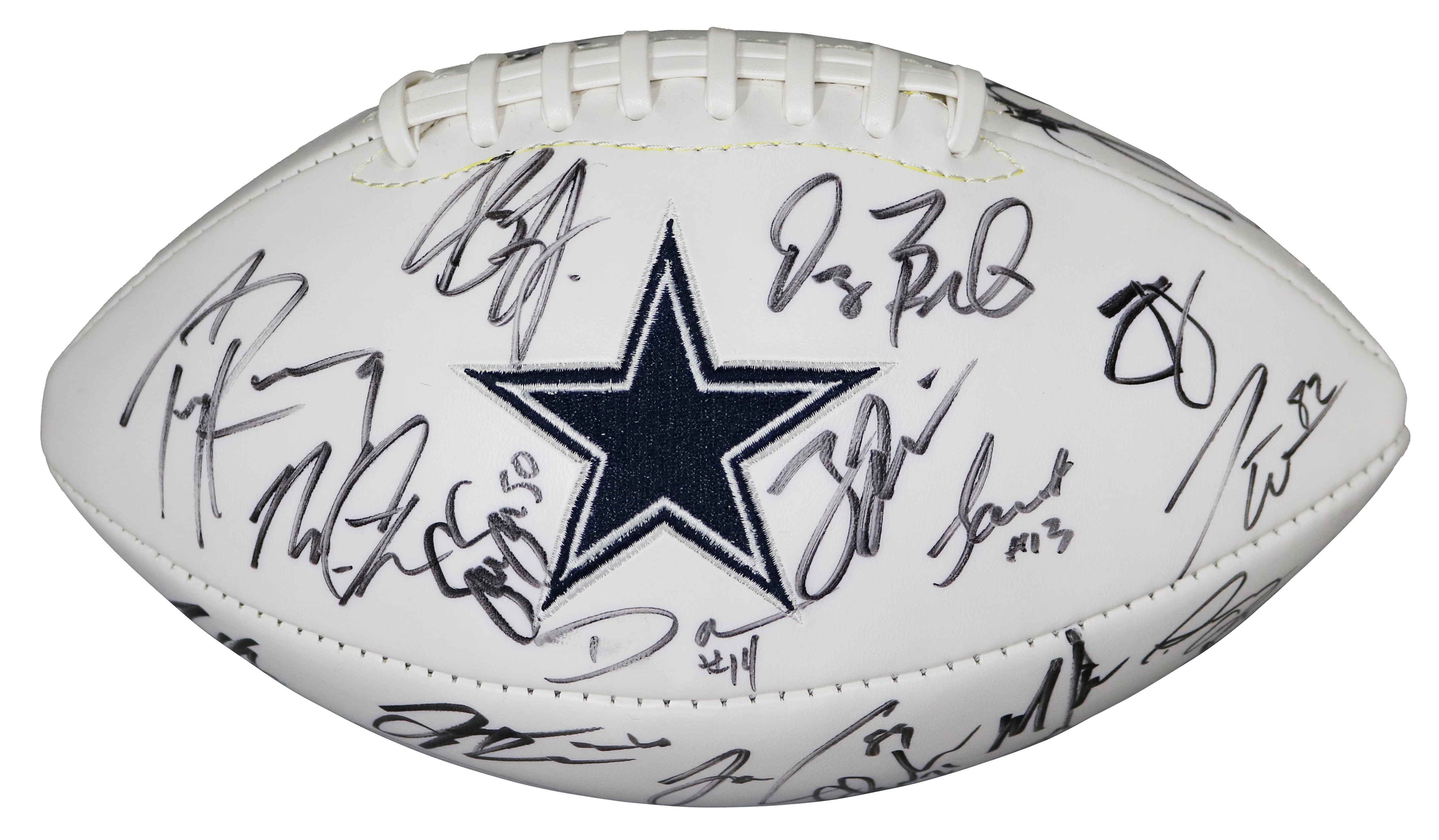 Dallas Cowboys 2015 Team Signed Autographed White Panel Logo Football Authenticated Ink COA Romo Bryant