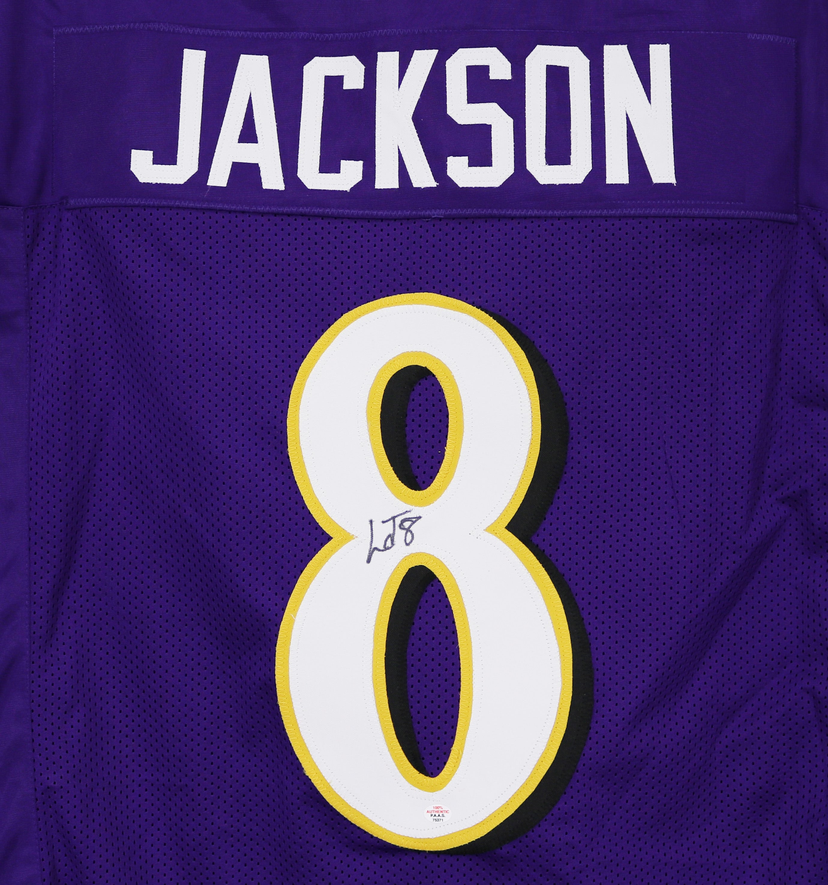 Lamar Jackson Baltimore Ravens Signed Autographed Purple #8 Custom Jersey PAAS COA