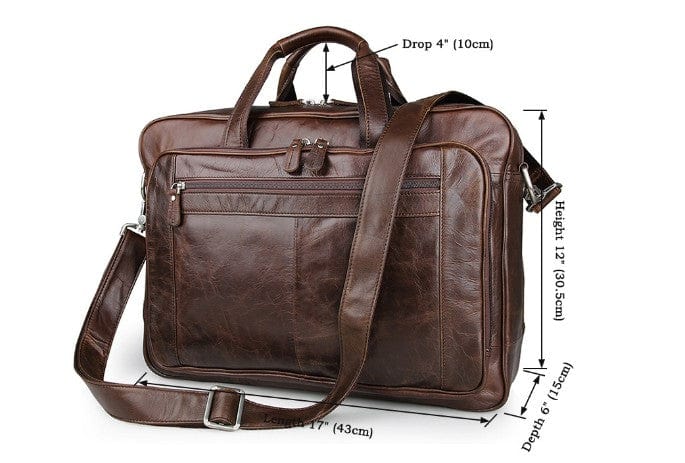 Braune Business-Laptoptasche aus Leder für Herren, Reise-Aktentasche