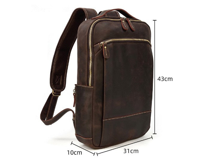 rustic brown leather backpack purse