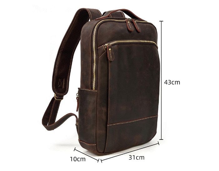 rustikaler Rucksack aus braunem Leder