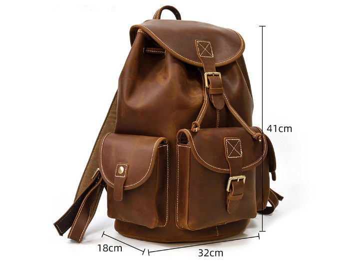 mens large leather backpack purse