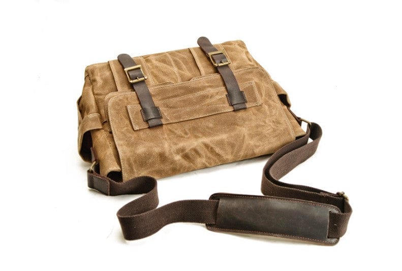 canvas and leather messenger bag