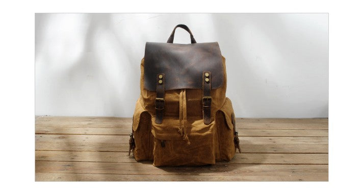 vintage canvas travel backpack rucksack bag