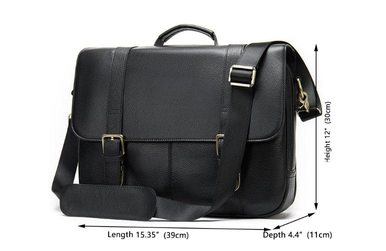 mens black leather messenger bag